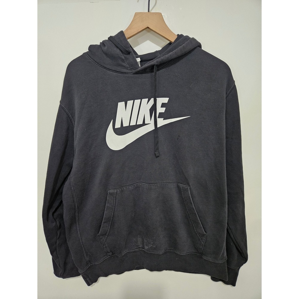 Nike Sportswear Club Fleece Hoodie Mens Large Black Futura Logo Pullover BV2973
